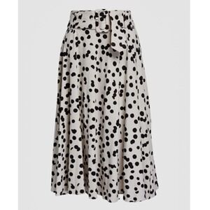 Tahari Cream and Black Polka Dot Midi Skirt with Belt
